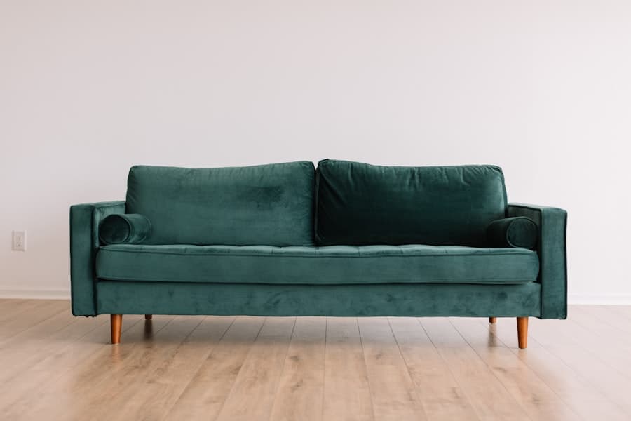 Upholstered sofa ready for professional cleaning